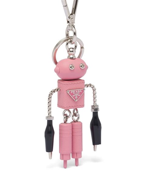 robot prada keychain|Prada saffiano leather keychain.